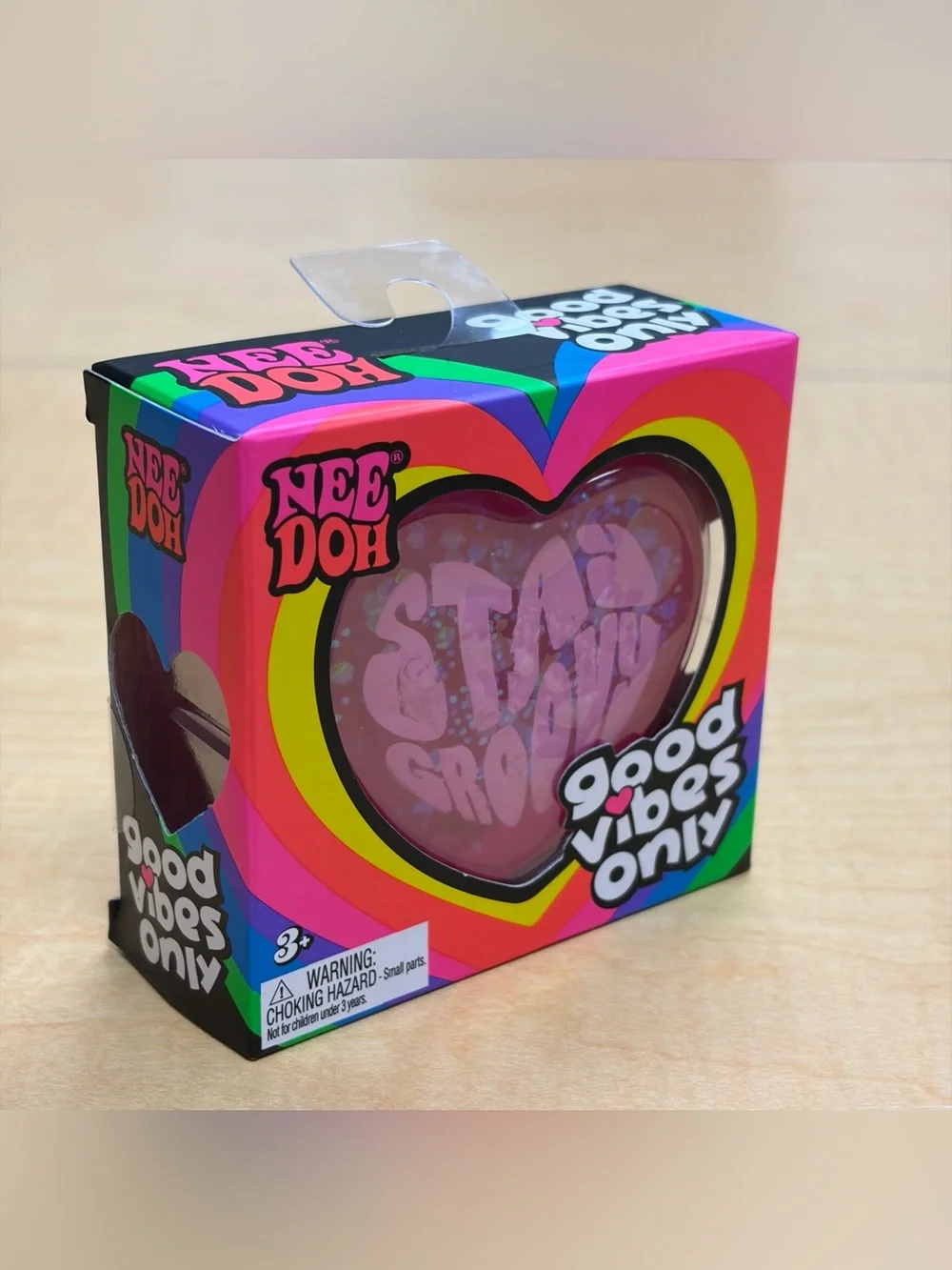 Nee Doh Good Vibes Only Pink Glitter Heart 